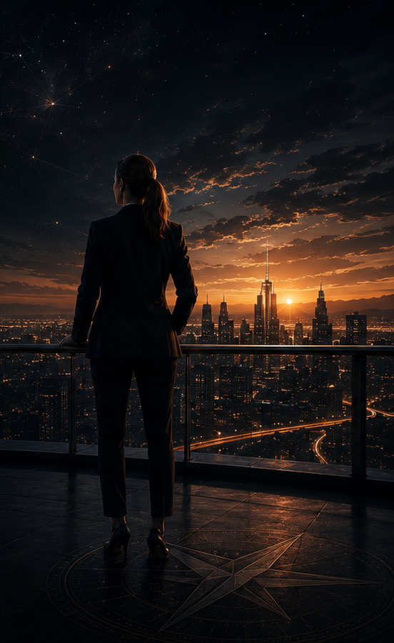 Dirigeante observant une trajectoire d'entreprise